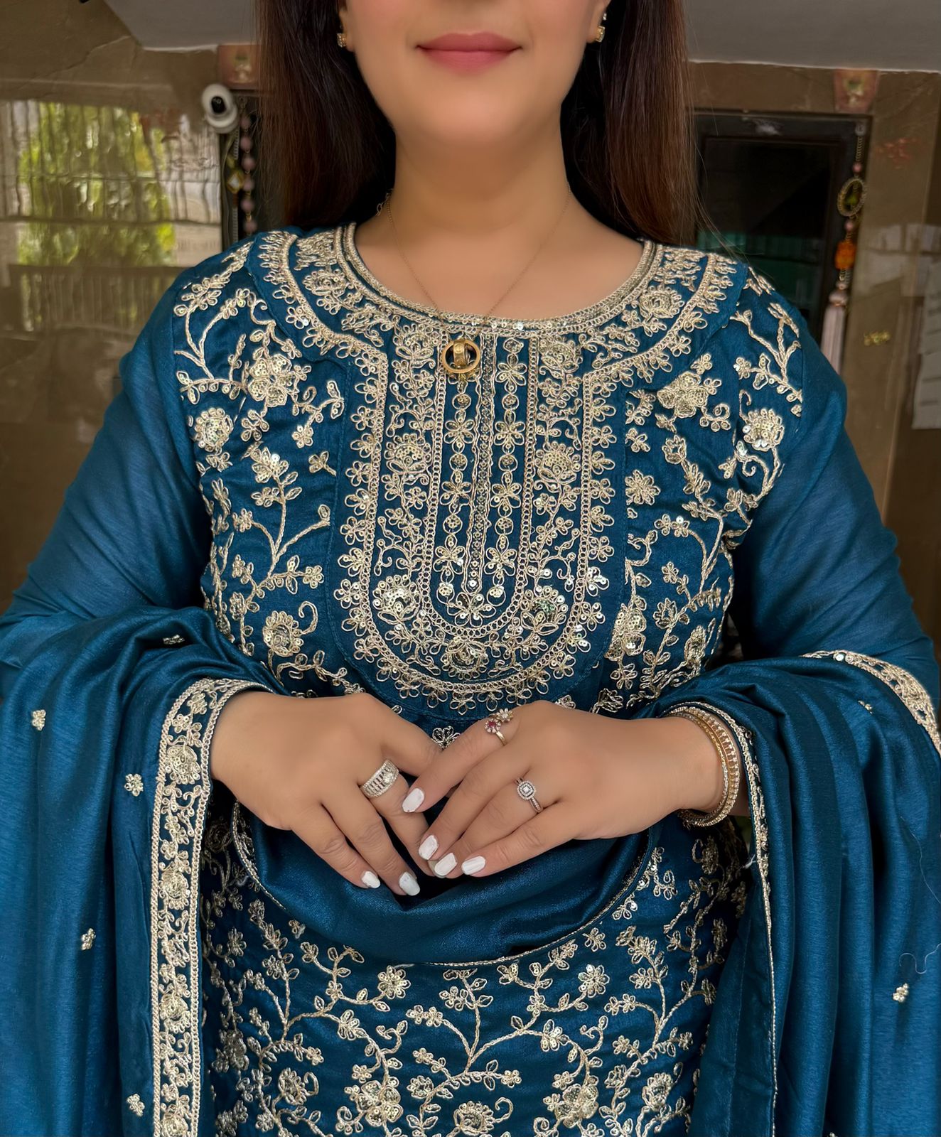 SDC-4783 Vichitra Silk 3 Piece Kurti set