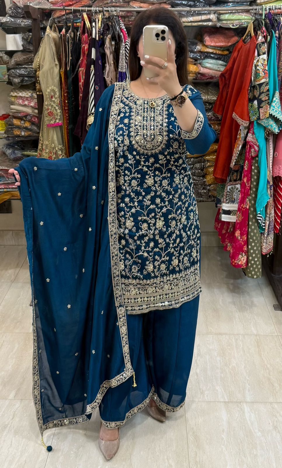 SDC-4783 Vichitra Silk 3 Piece Kurti set