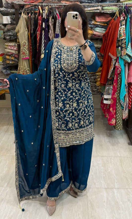 SDC-4783 Vichitra Silk 3 Piece Kurti set