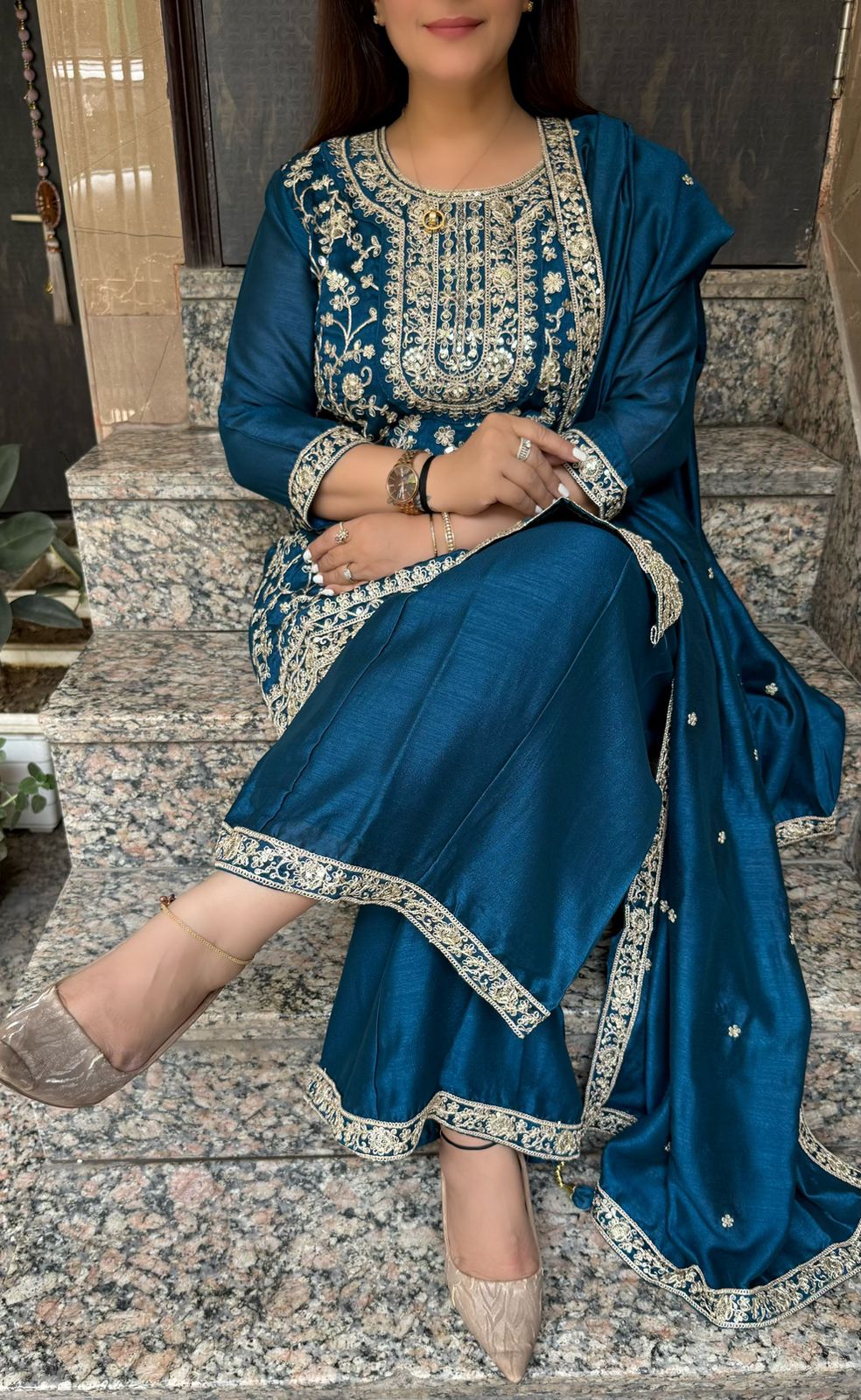 SDC-4783 Vichitra Silk 3 Piece Kurti set