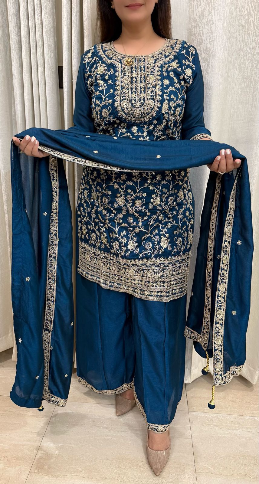 SDC-4783 Vichitra Silk 3 Piece Kurti set