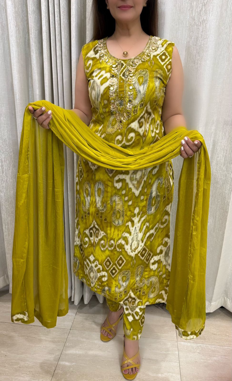 SDC-4787. Printed Rayon 3 Piece Kurti Set