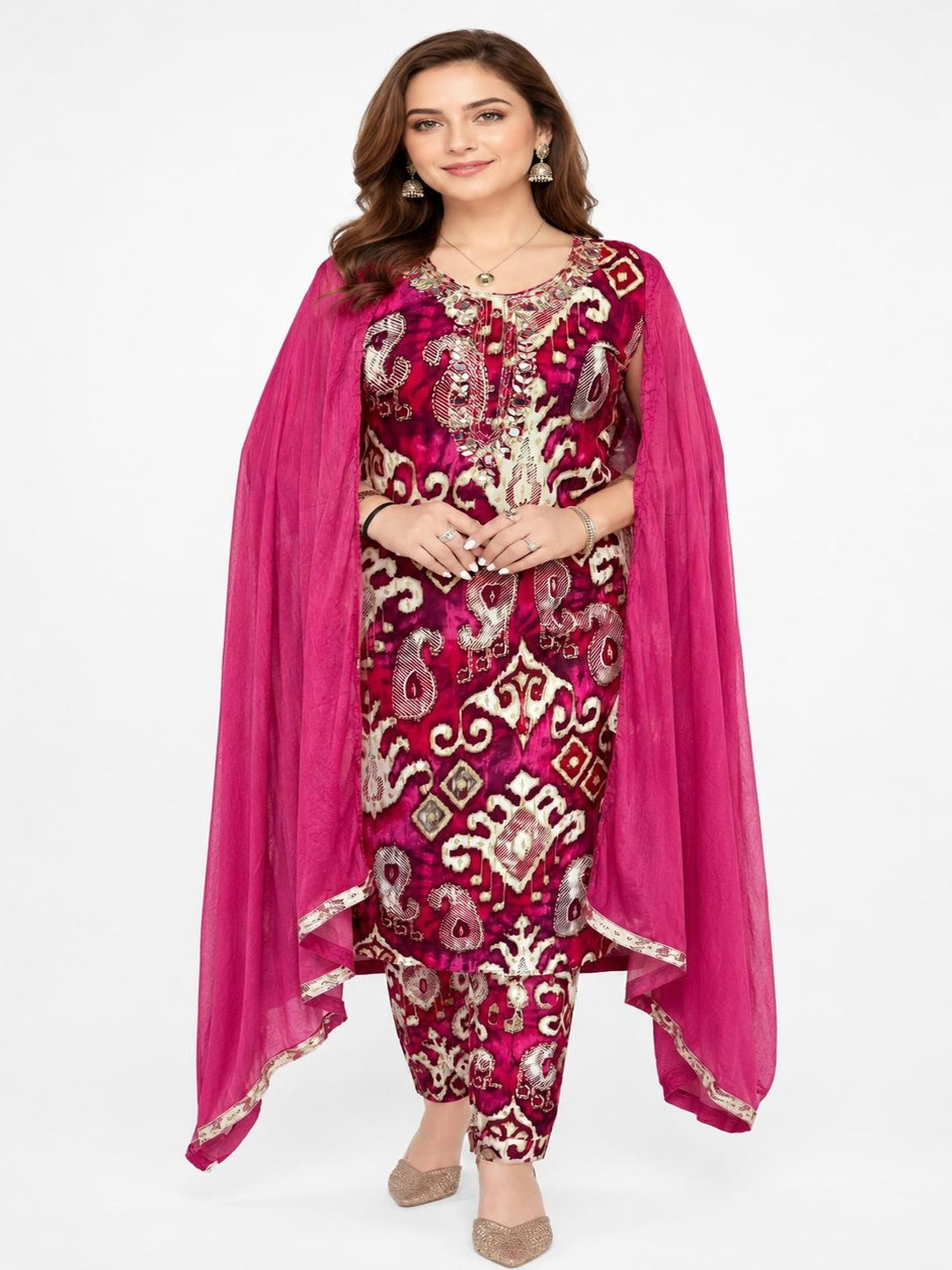 SDC-4785. Printed Rayon 3 Piece Kurti Set