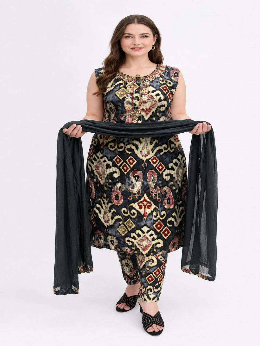 SDC-4786. Printed Rayon 3 Piece Kurti Set