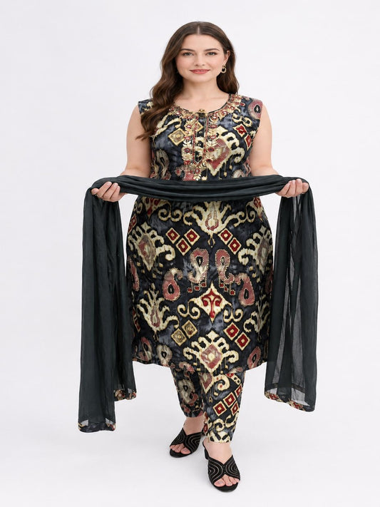 SDC-4786. Printed Rayon 3 Piece Kurti Set