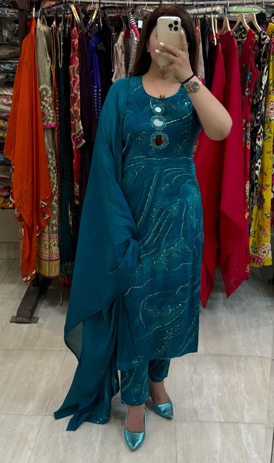 SDC-4789. Rayon 3 Piece kurti Set