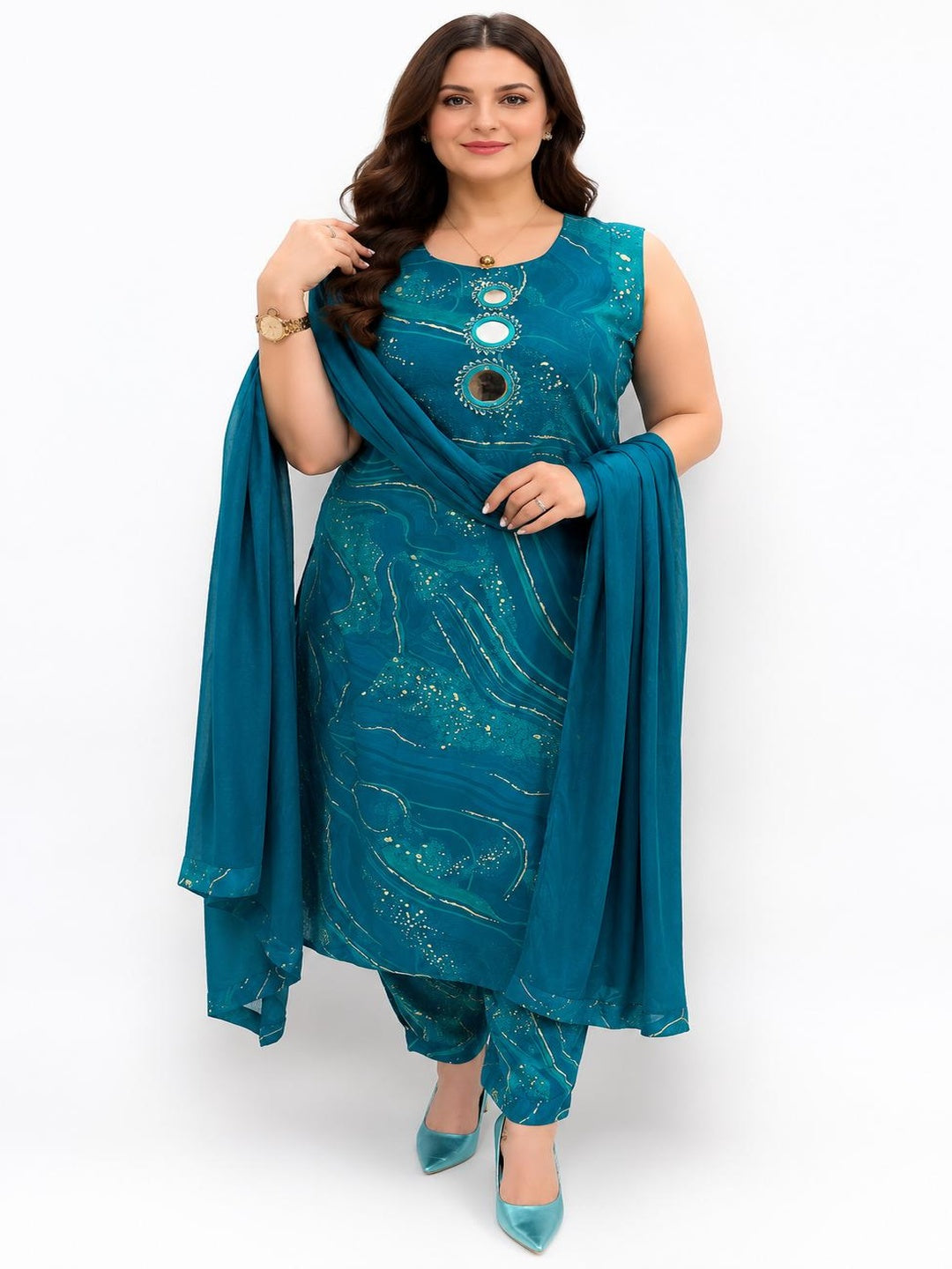 SDC-4789. Rayon 3 Piece kurti Set