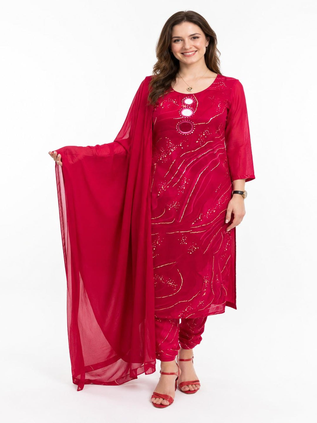 SDC-4792. Rayon 3 Piece Kurti Set