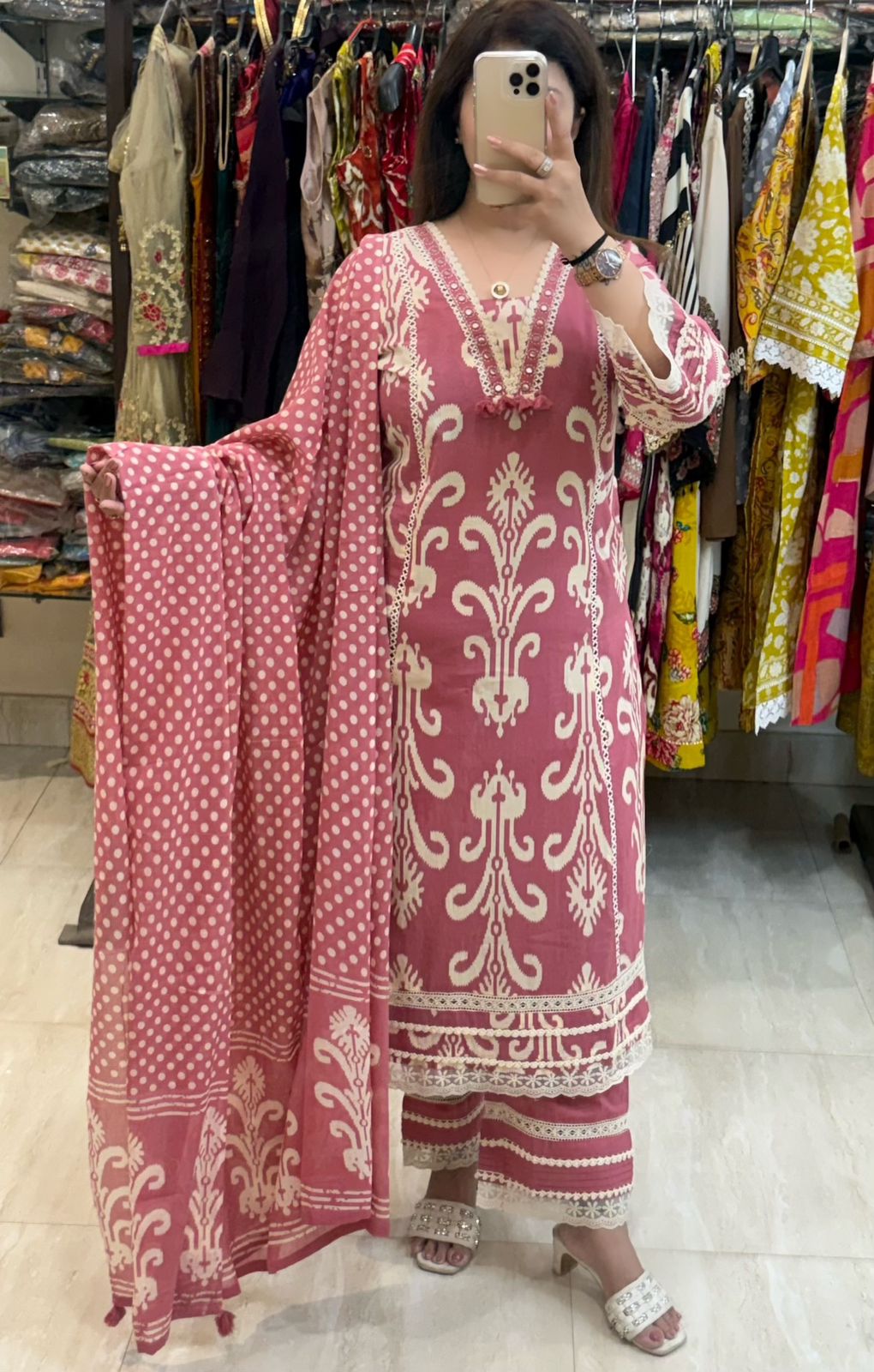 SDC-4797. Pure Mul Cotton 3 Piece Kurti Set
