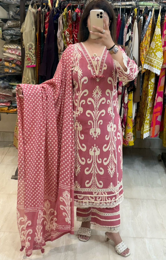 SDC-4797. Pure Mul Cotton 3 Piece Kurti Set