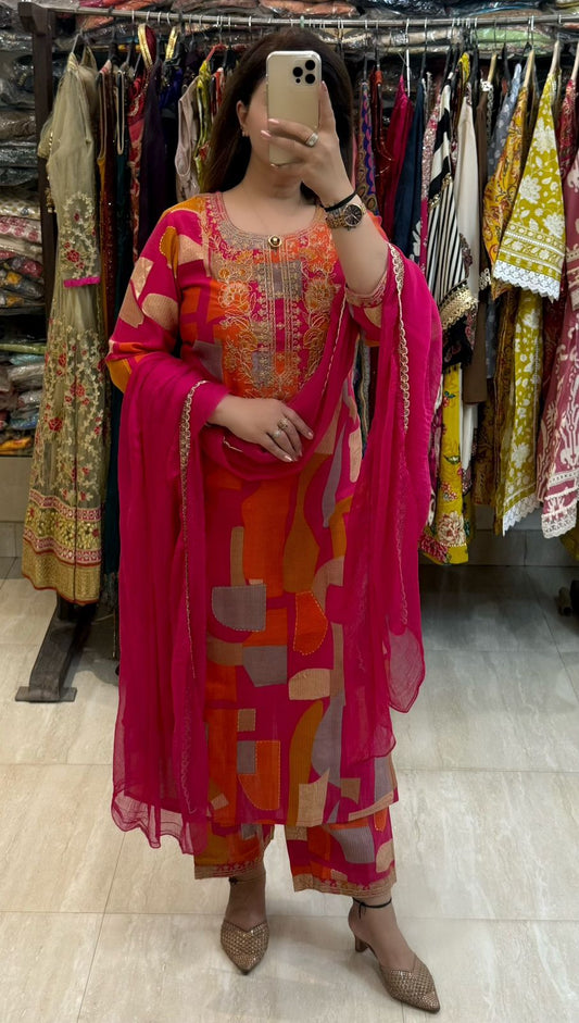 SDC-4798. Cotton Kota Doria 3 Piece Kurti Set
