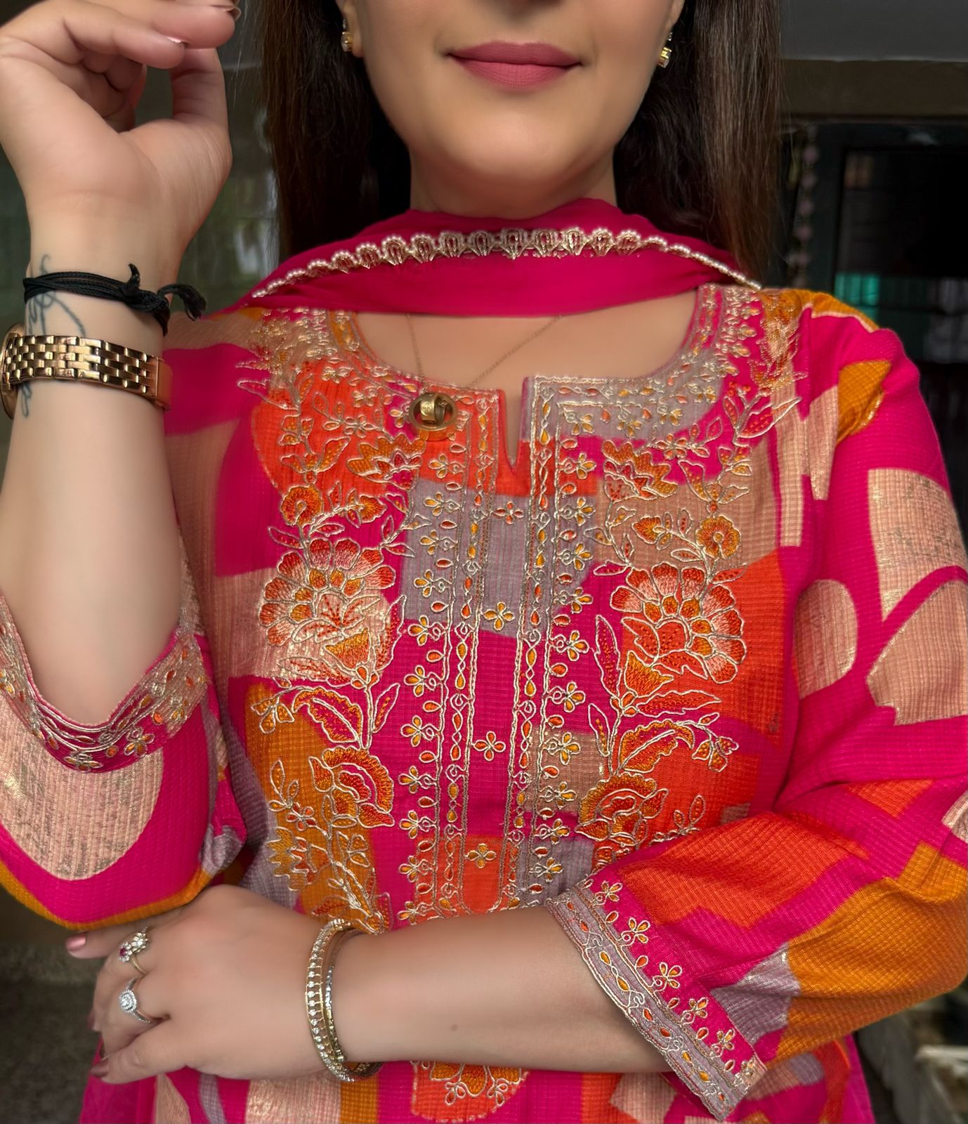 SDC-4798. Cotton Kota Doria 3 Piece Kurti Set