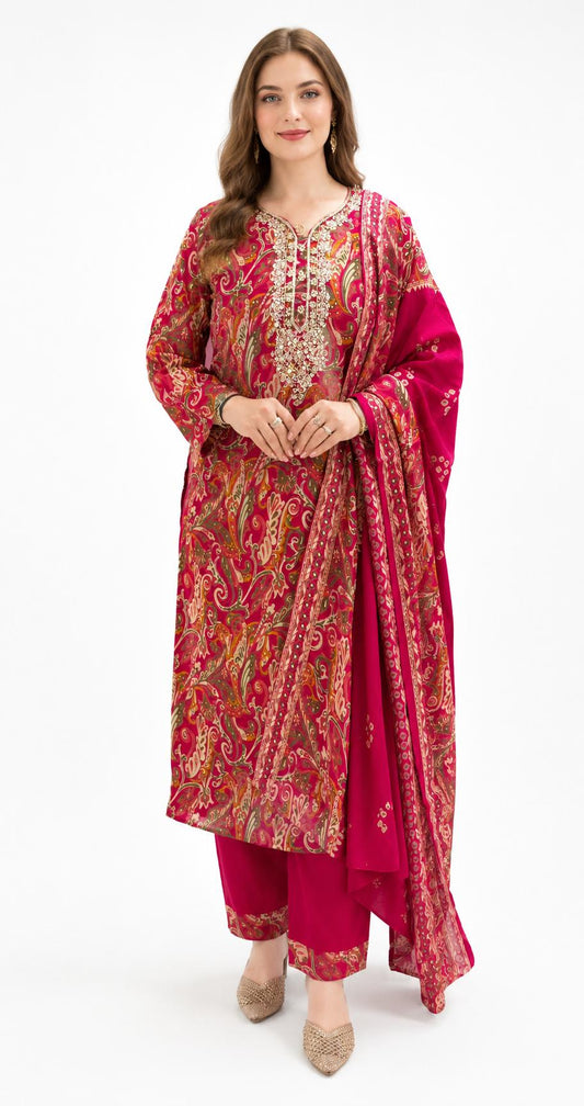 SDC-4799. Digital Print Muslin Lining Kurti Set