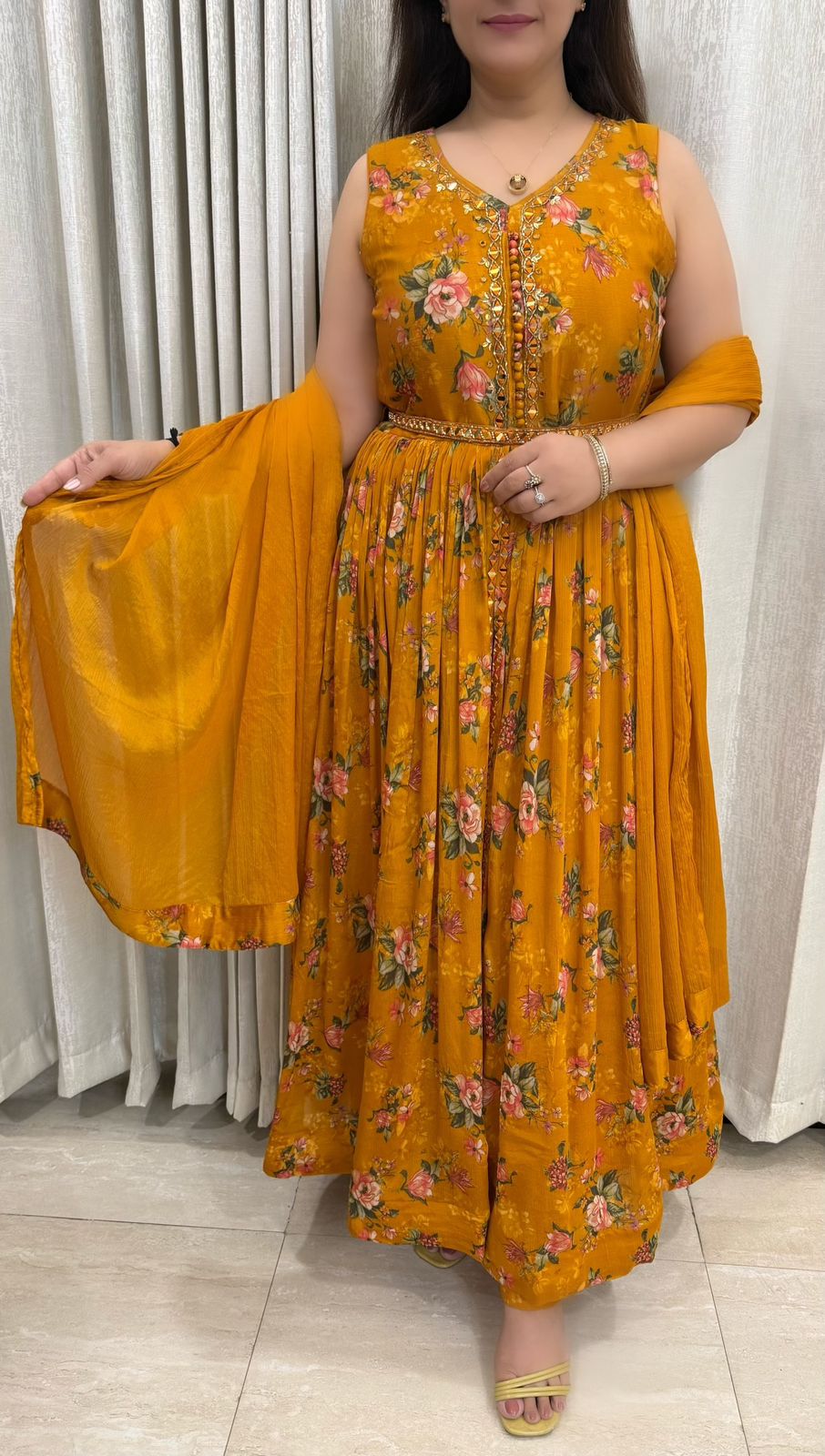 SDC-4802. Pure Chinnon 3 Piece Anarkali