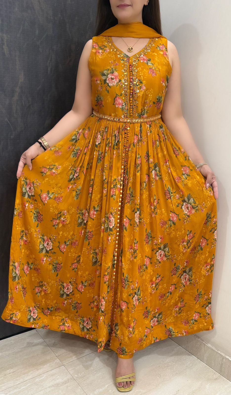 SDC-4802. Pure Chinnon 3 Piece Anarkali