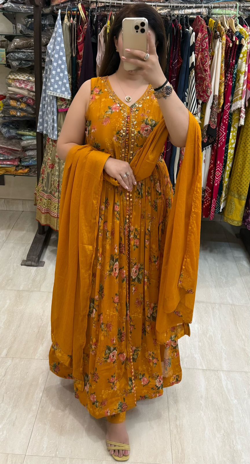 SDC-4802. Pure Chinnon 3 Piece Anarkali