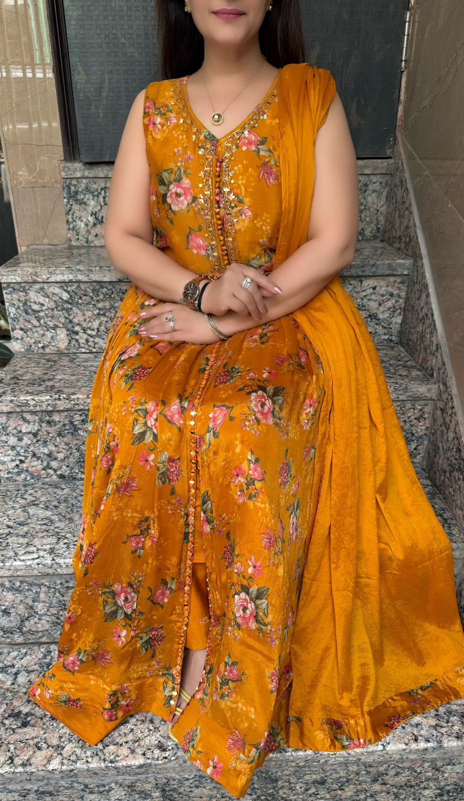 SDC-4802. Pure Chinnon 3 Piece Anarkali