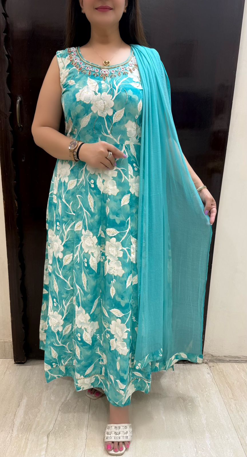SDC-4810. Rayon 3 Piece Anarkali Set