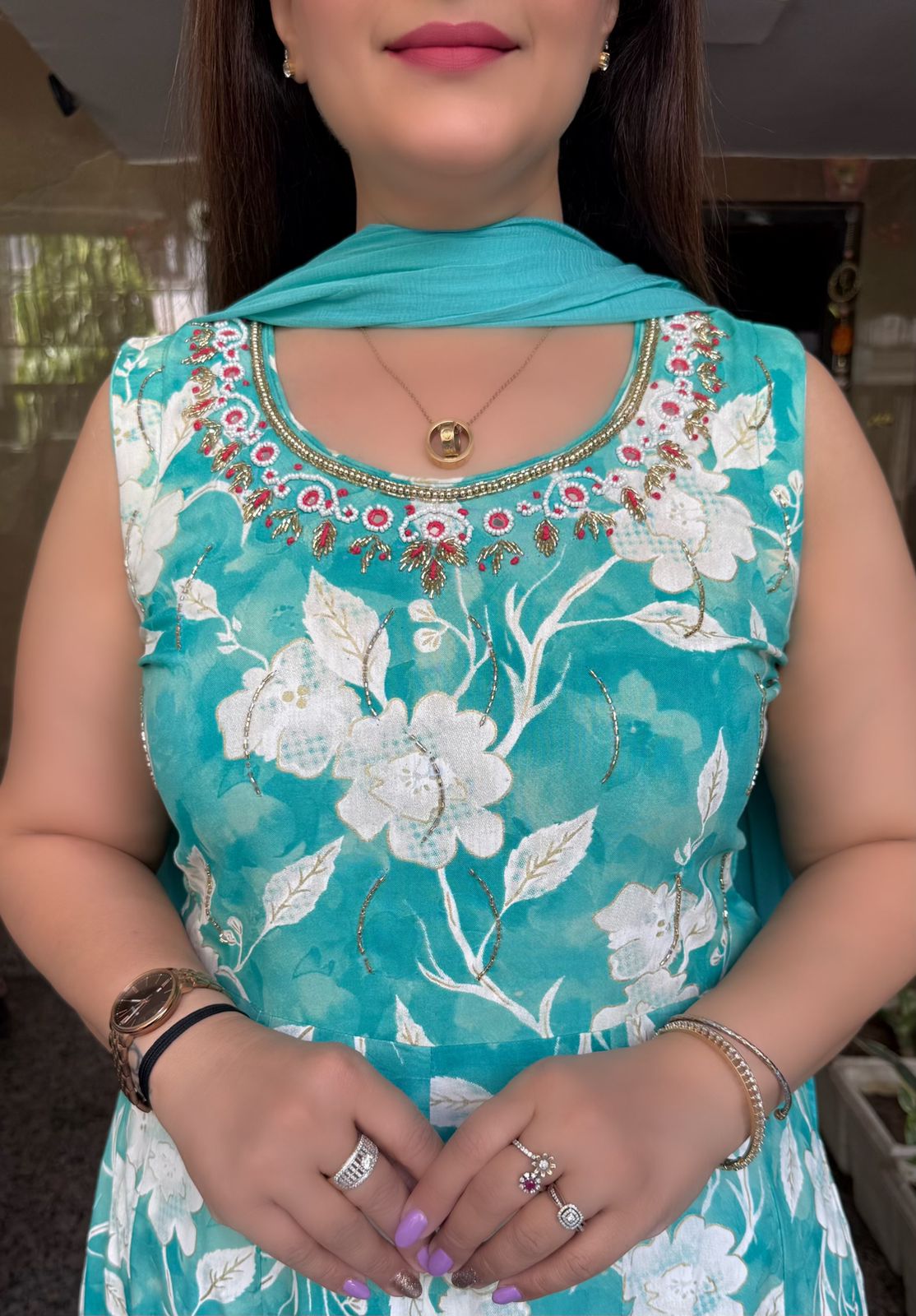 SDC-4810. Rayon 3 Piece Anarkali Set