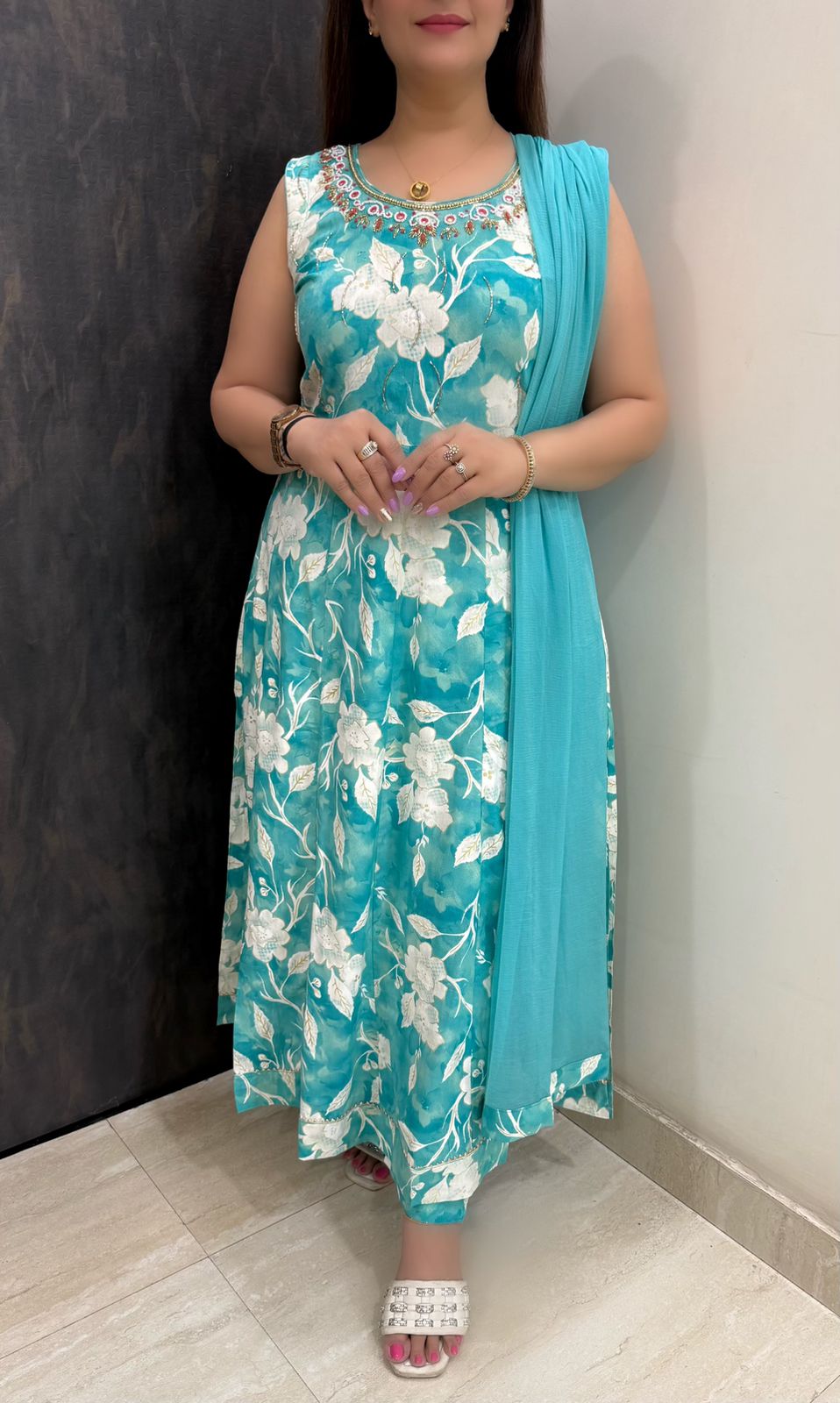 SDC-4810. Rayon 3 Piece Anarkali Set