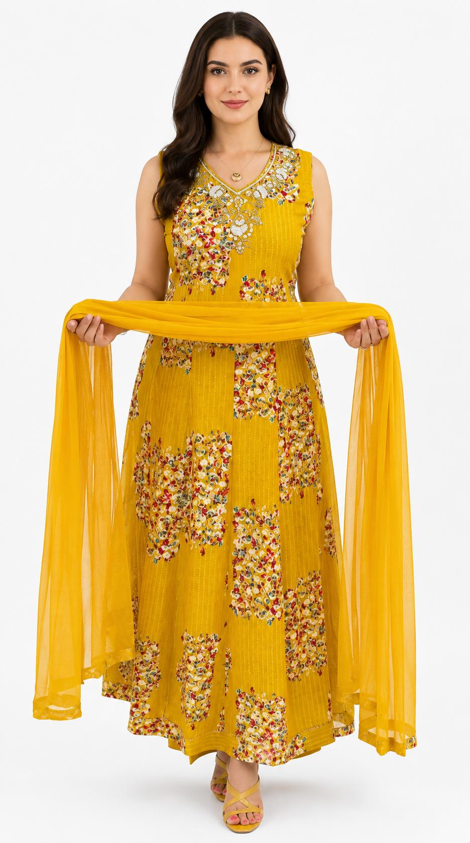 SDC-4813. Rayon 3 Piece Anarkali Set