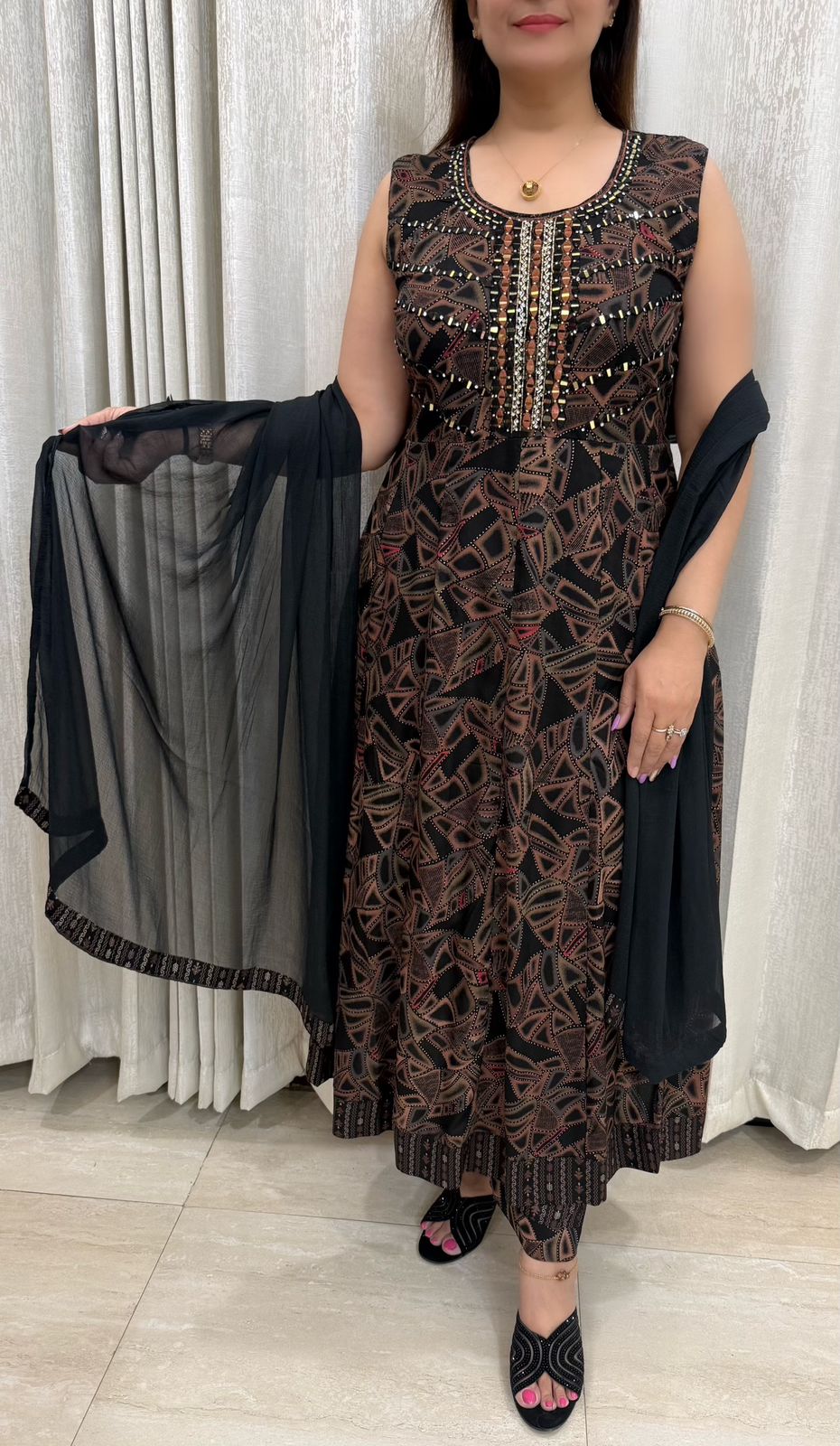 SDC-4815. Rayon 3 Piece Flared Kurti Set