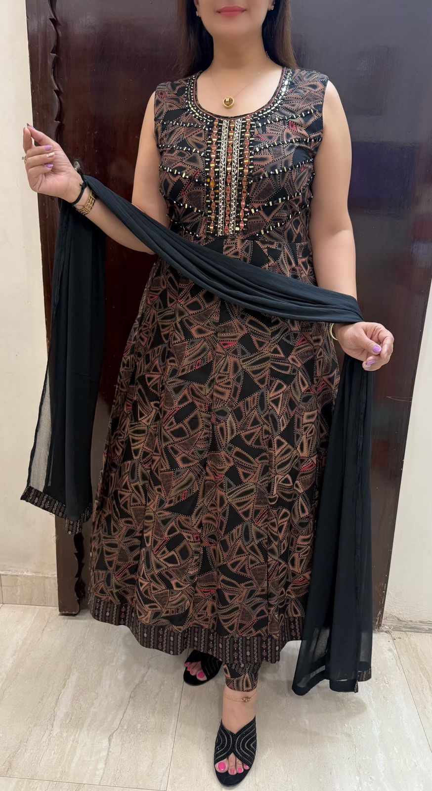 SDC-4815. Rayon 3 Piece Flared Kurti Set