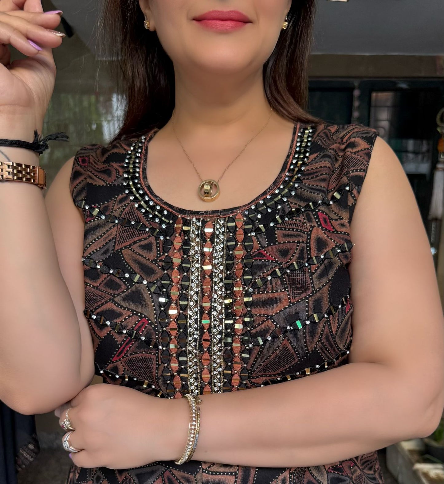 SDC-4815. Rayon 3 Piece Flared Kurti Set