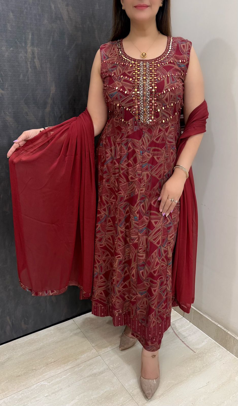 SDC-4817. rayon 3 Piece Flared Kurti Set