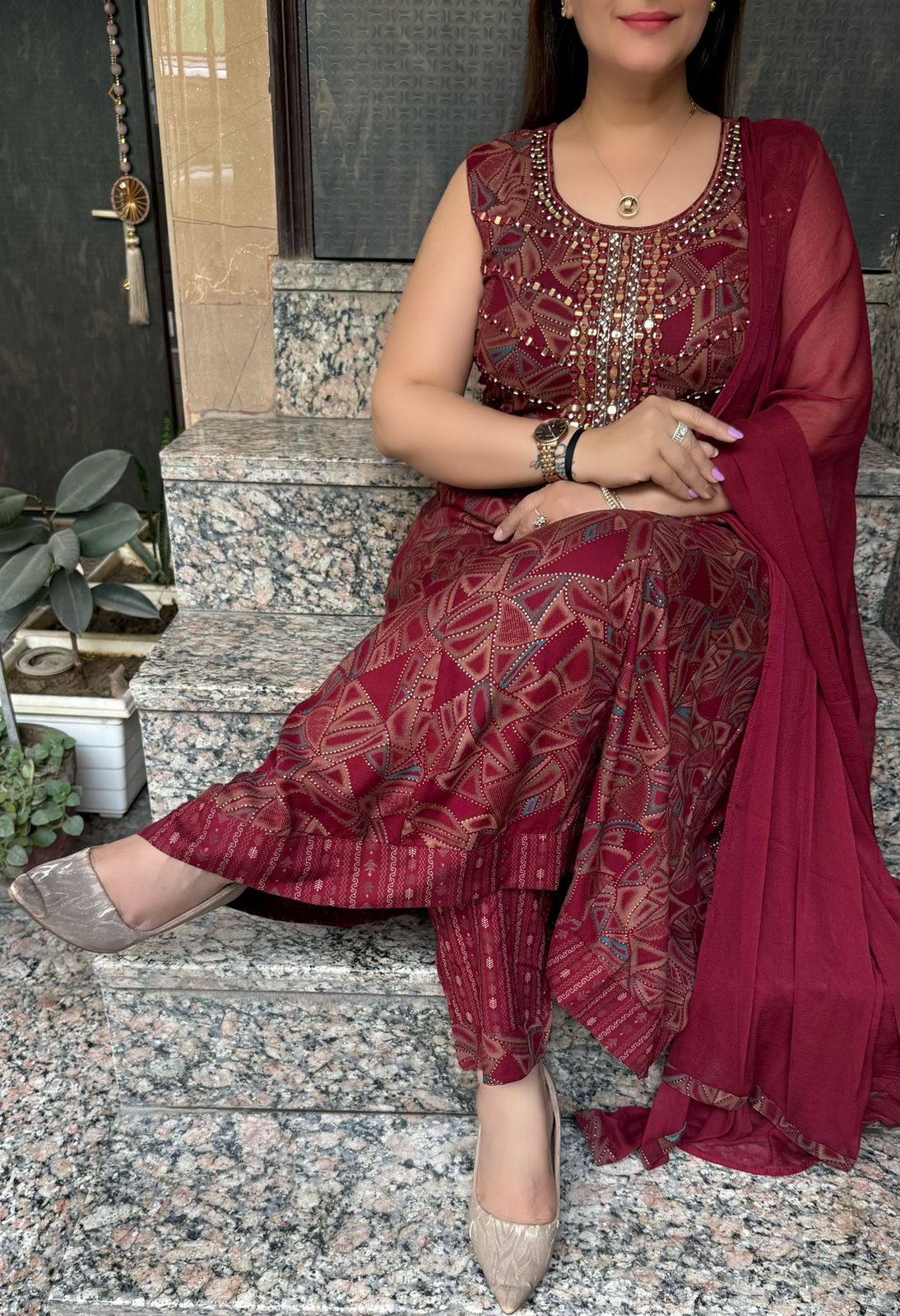 SDC-4817. rayon 3 Piece Flared Kurti Set