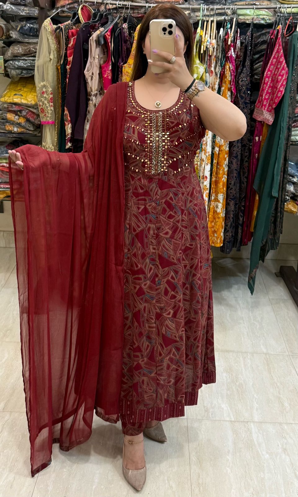SDC-4817. rayon 3 Piece Flared Kurti Set