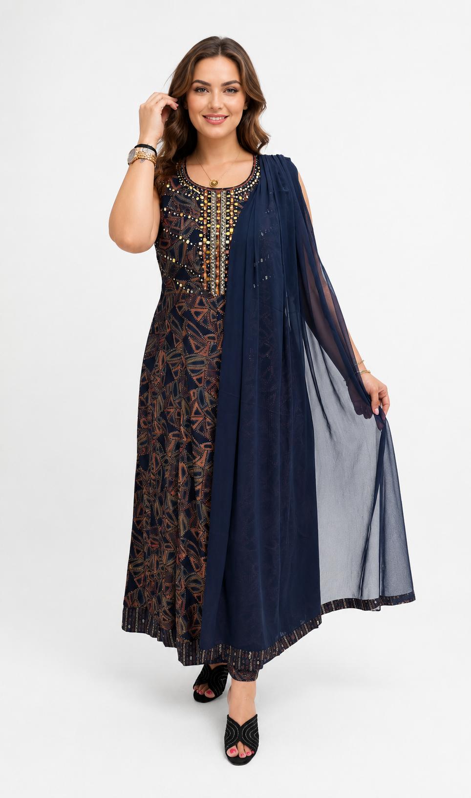 SDC-4816. Rayon 3 Piece Flared Kurti Set