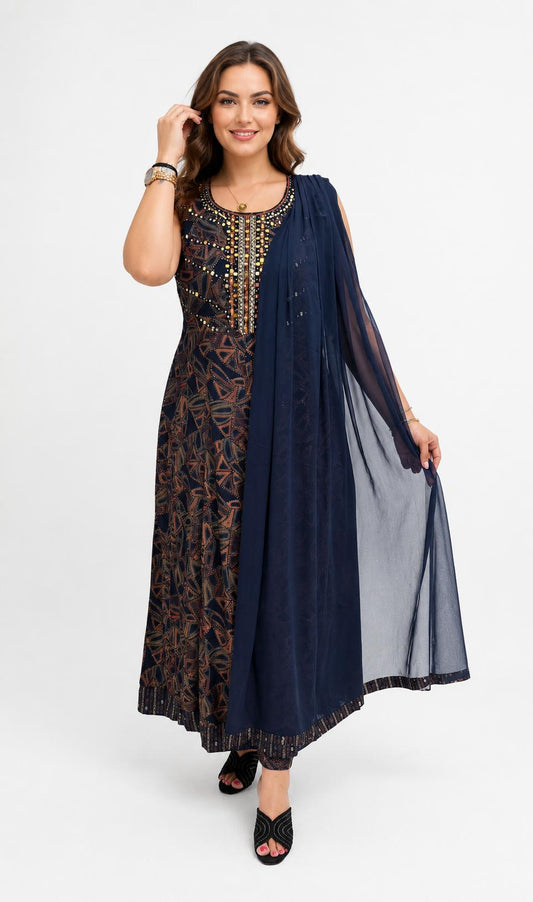 SDC-4816. Rayon 3 Piece Flared Kurti Set