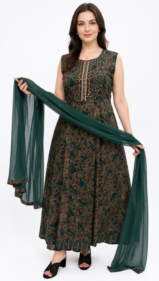 SDC-4818. Rayon 3 Piece Flared Kurti Set