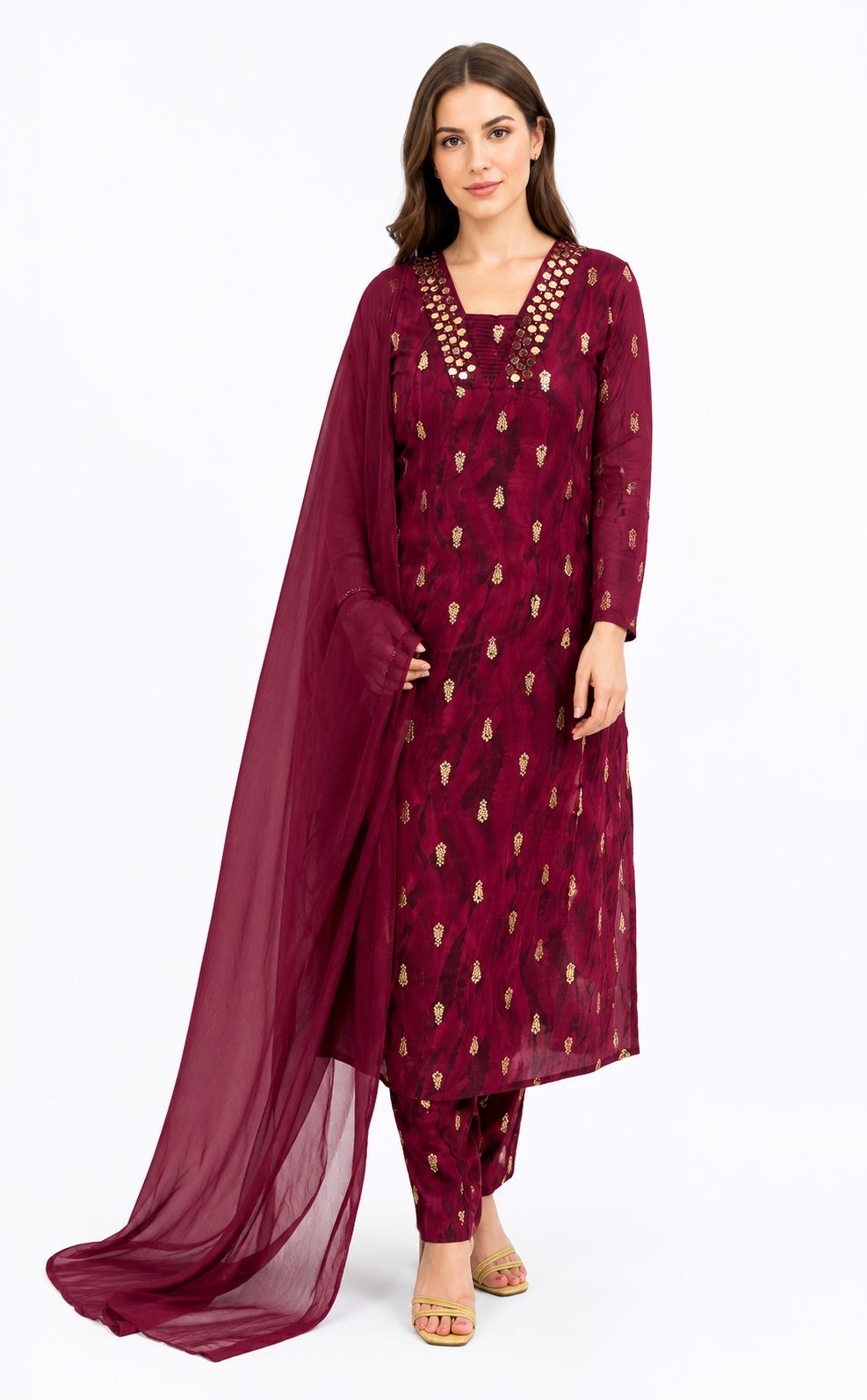 SDC-4820. Rayon 3 Piece Kurti Set