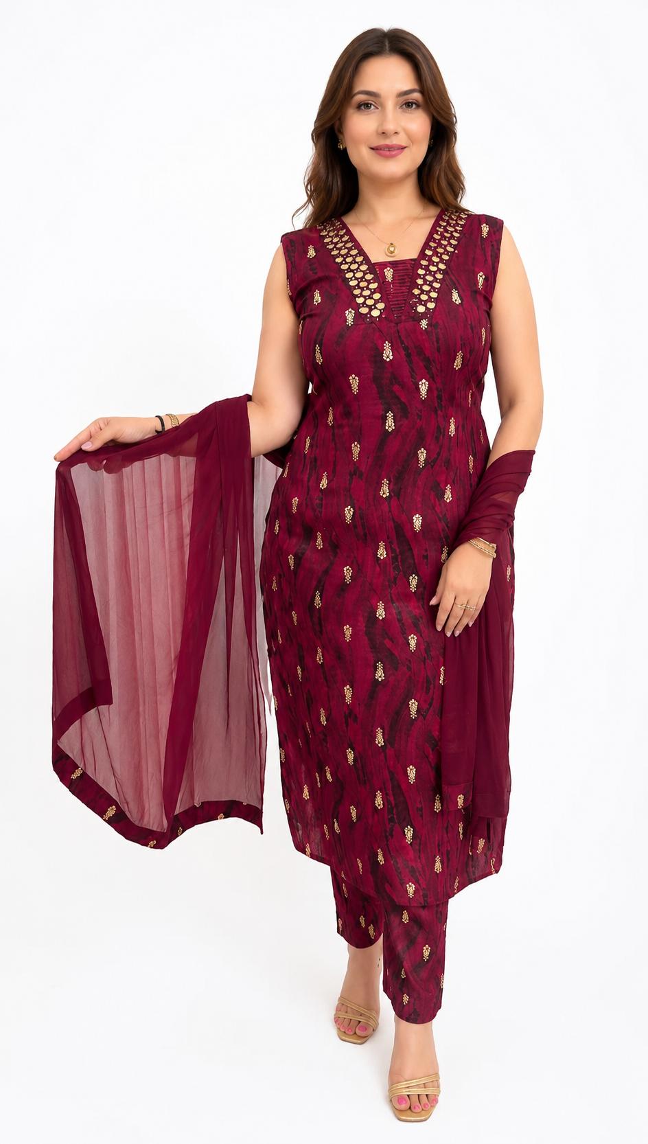SDC-4820. Rayon 3 Piece Kurti Set