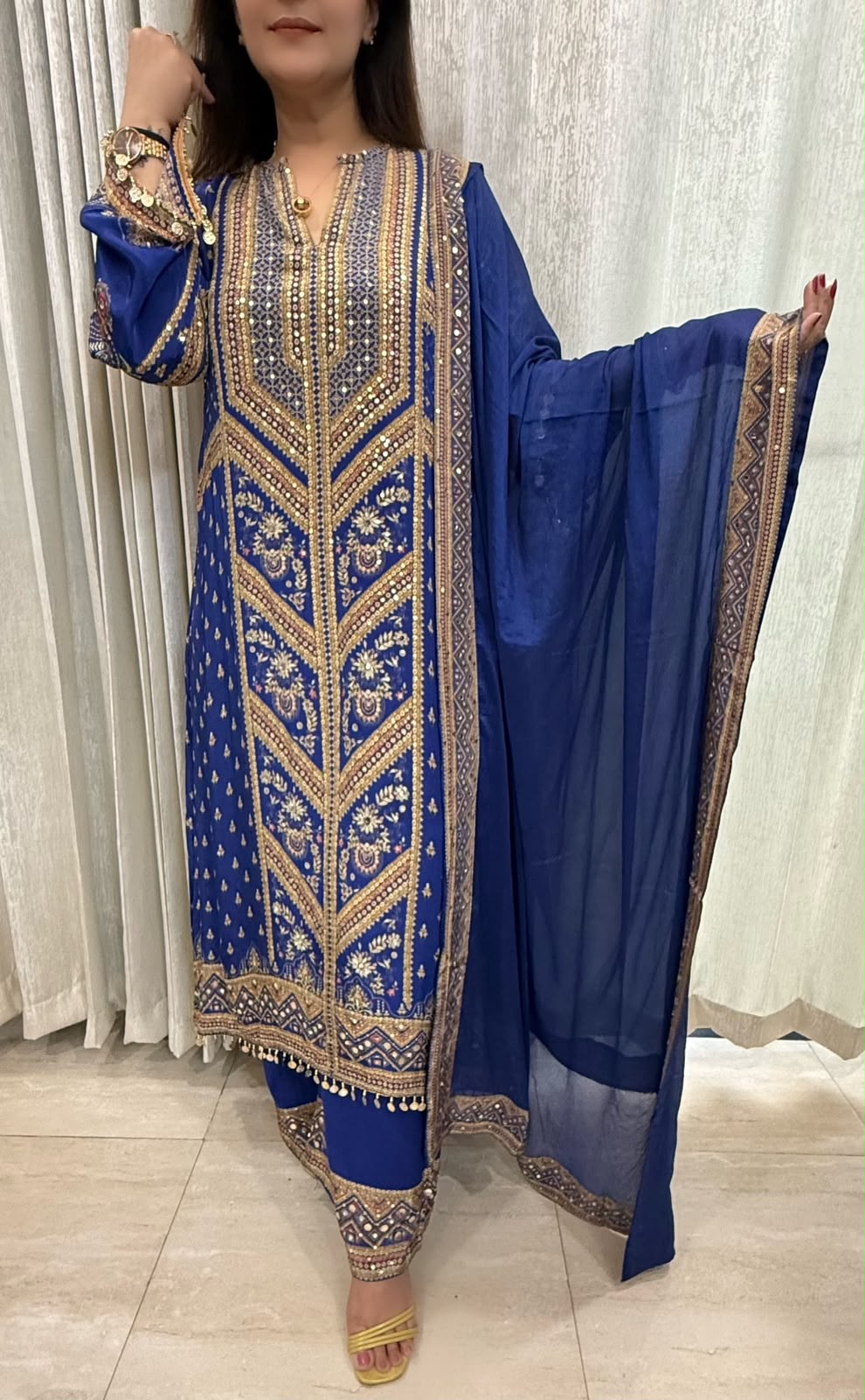 SDC-4779. Digital Print Pure Crepe Lining Kurti Set