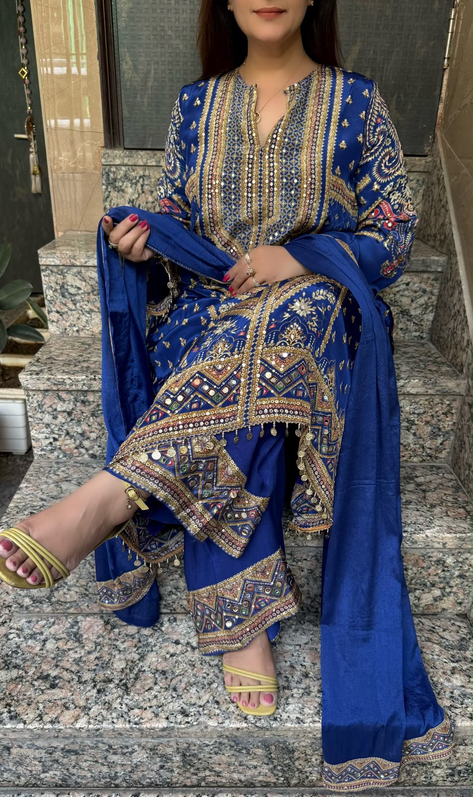 SDC-4779. Digital Print Pure Crepe Lining Kurti Set