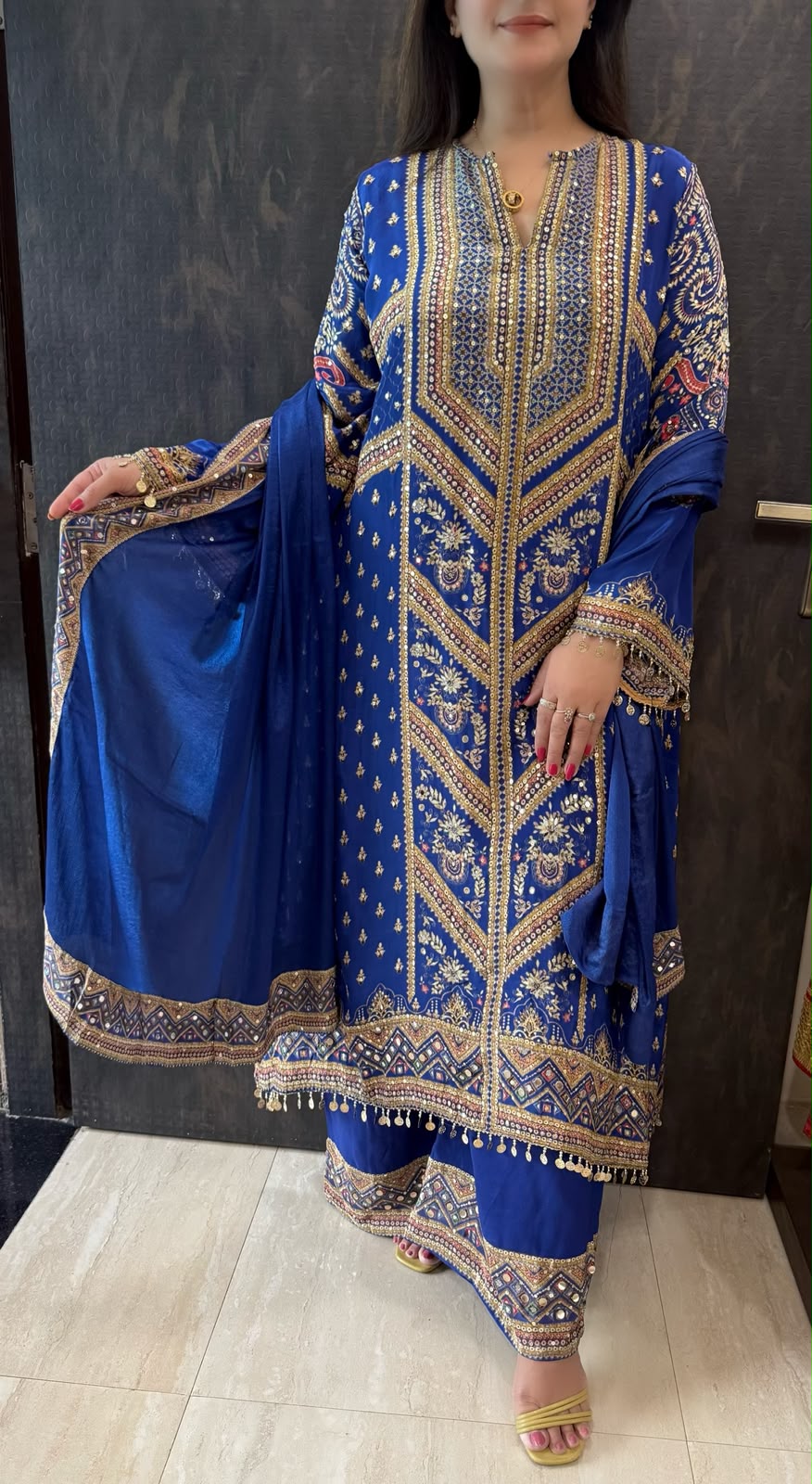 SDC-4779. Digital Print Pure Crepe Lining Kurti Set