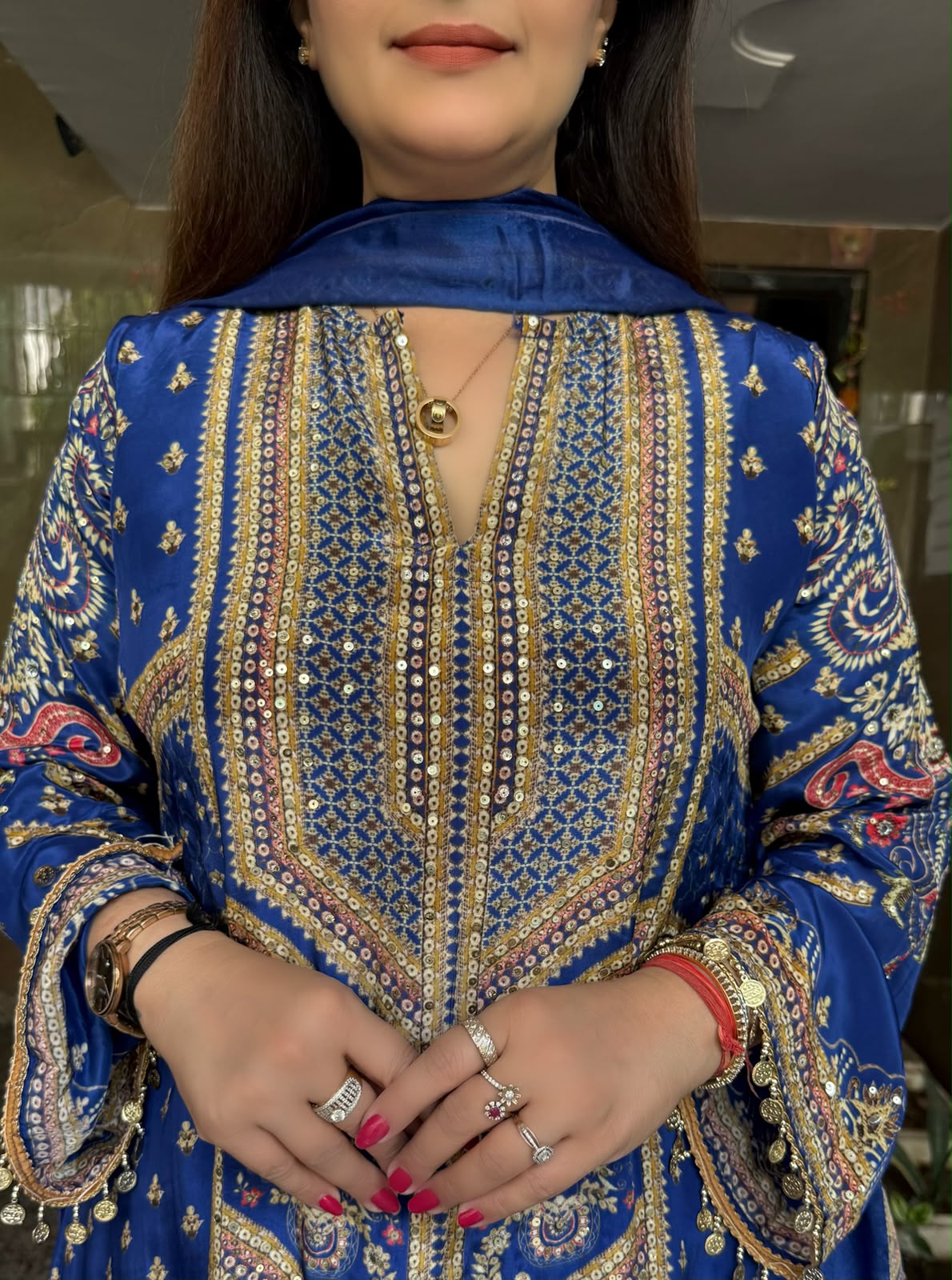 SDC-4779. Digital Print Pure Crepe Lining Kurti Set