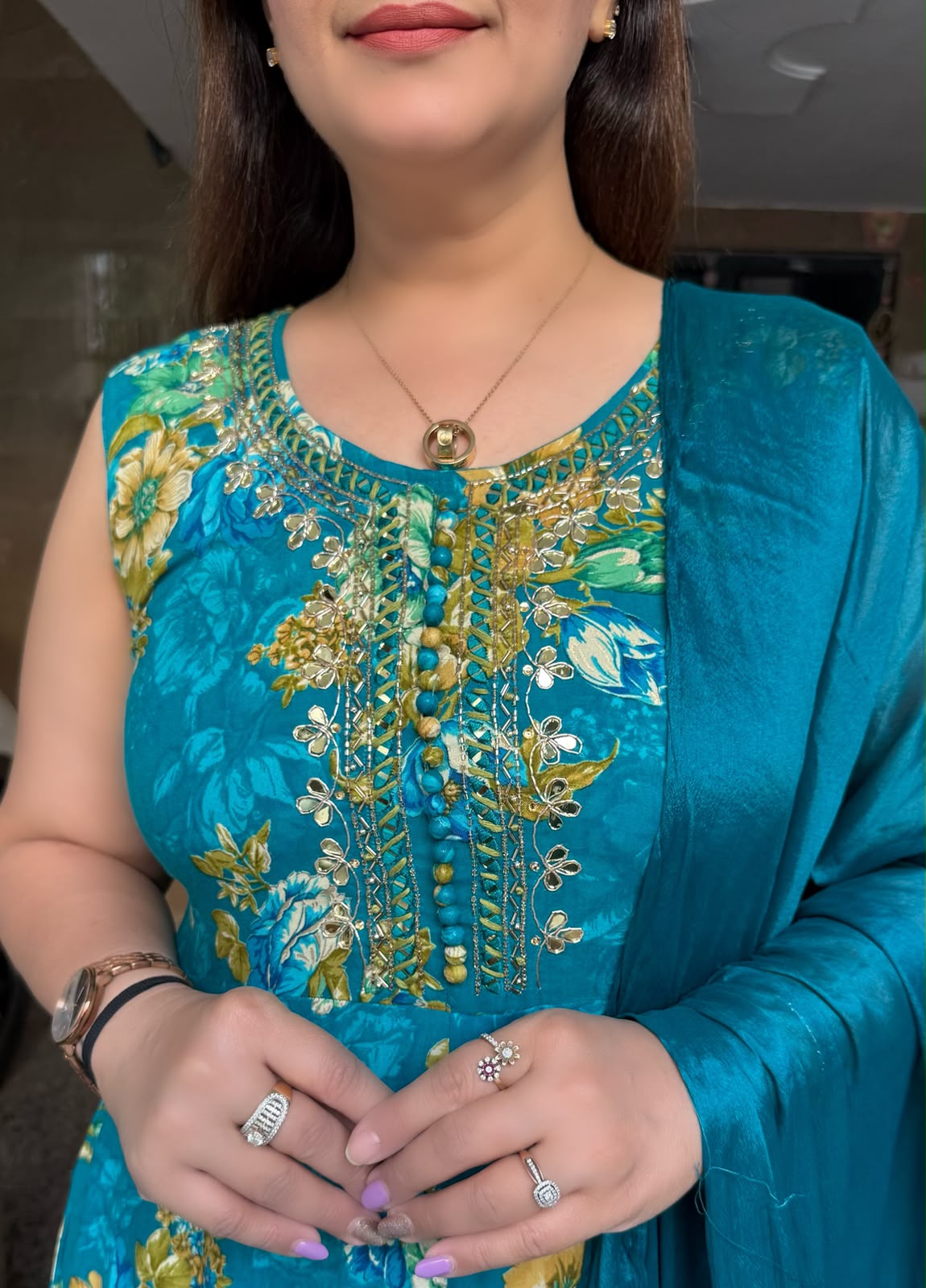 SDC-4836. Rayon 3 Piece Anarkali Kurti Set