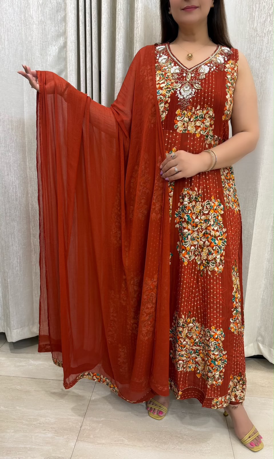 SDC-4840. Rayon 3 Piece Kurti Set