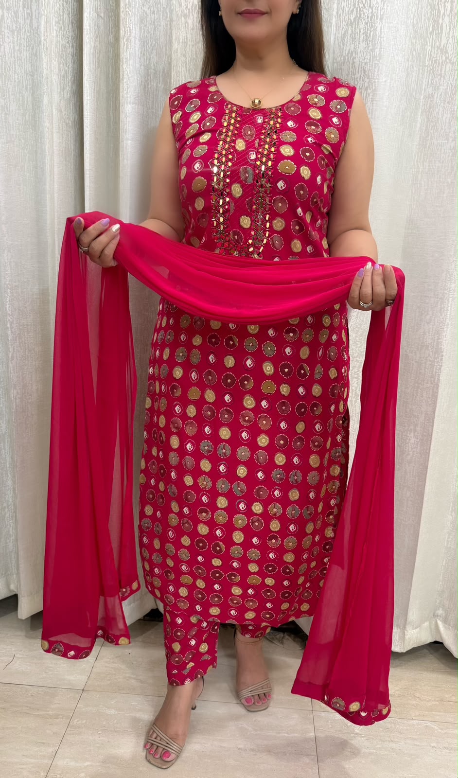 SDC-4852. Rayon 3 Piece Kurti Set