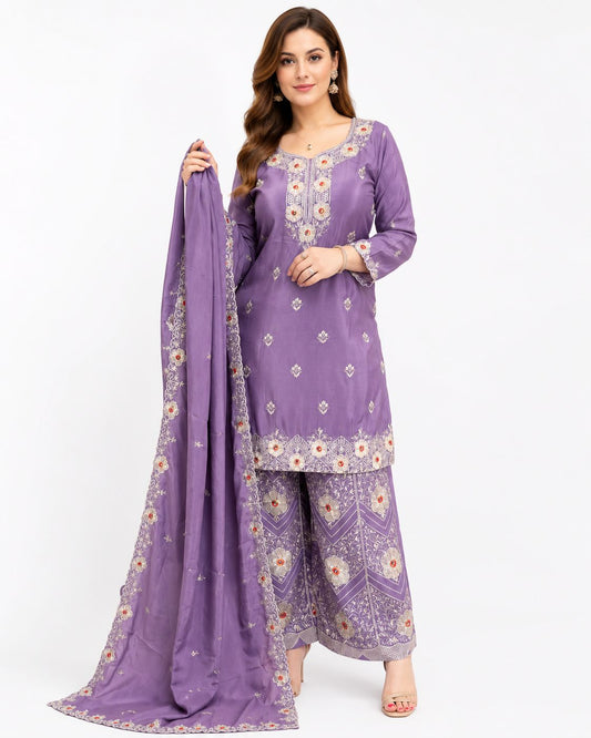 SDC-4847. Chinnon 3 Piece Full Lining Kurti Set