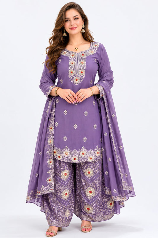 SDC-4847. Chinnon 3 Piece Full Lining Kurti Set