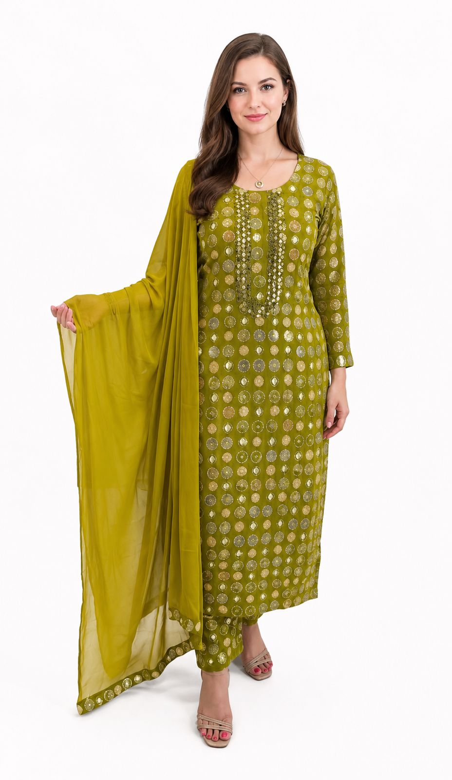 SDC-4853. Rayon 3 Piece Kurti Set