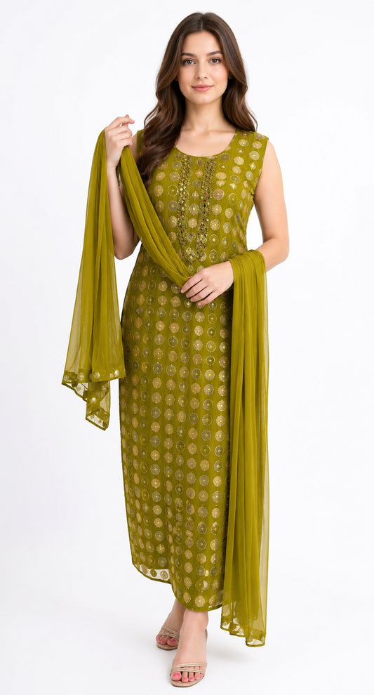SDC-4853. Rayon 3 Piece Kurti Set