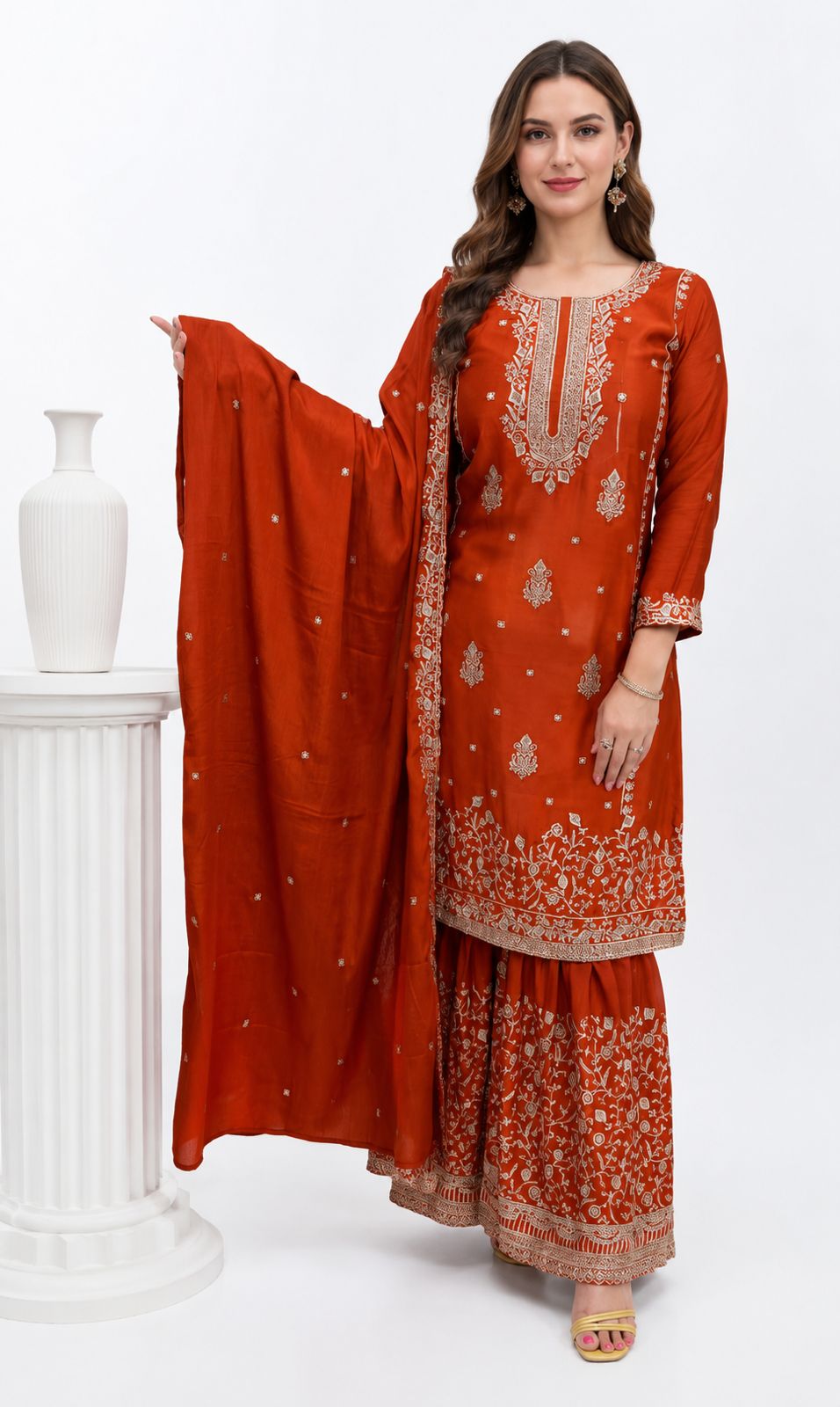 SDC-4849. Chinnon 3 Piece Kurti Set