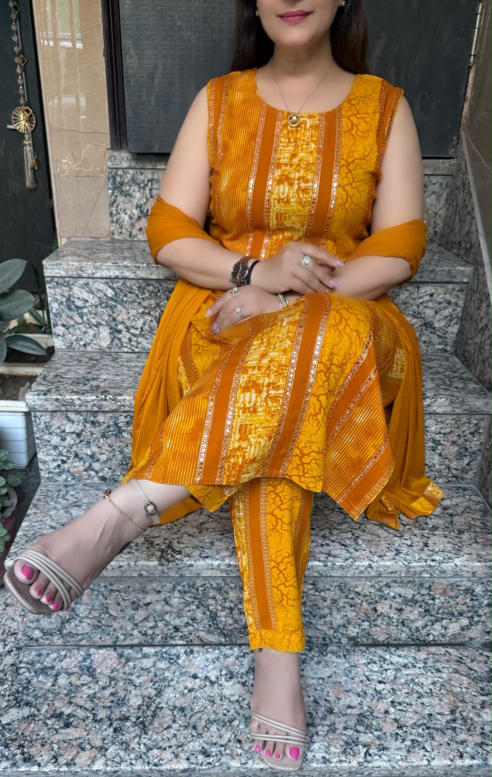 SDC-4858. Rayon 3 Piece Kurti Set