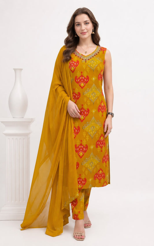 SDC-4861. Rayon 3 Piece Kurti Set